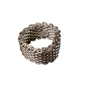 Vintage Tiffany & Co Size 5 Somerset Mesh Basket Weave Ring Sterling Silver 925